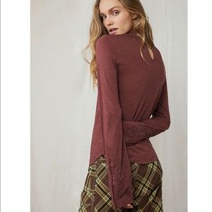 Free People" Hooked On You"  Beaded & Embroidered Cuff Top